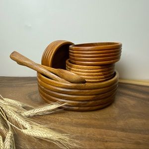 Mid Century Teak Salad Bowl Set